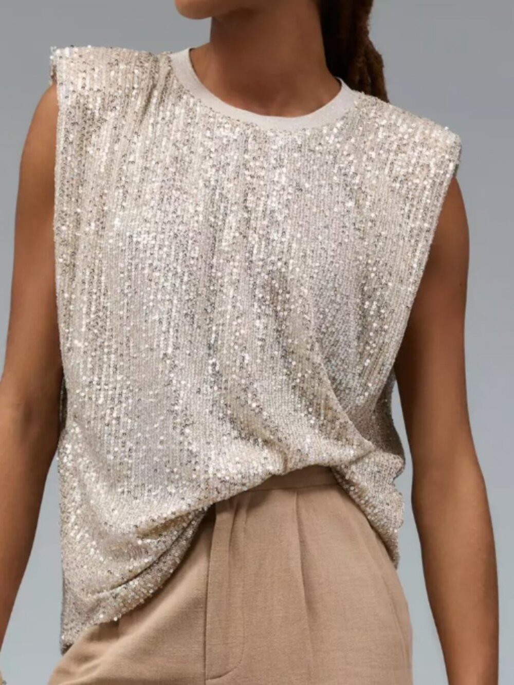 Anthropologie Endless Rose Sleeveless Sequin Top NWT Size Large
